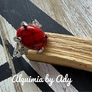 Alquimia Red turquoise and Silver Ring